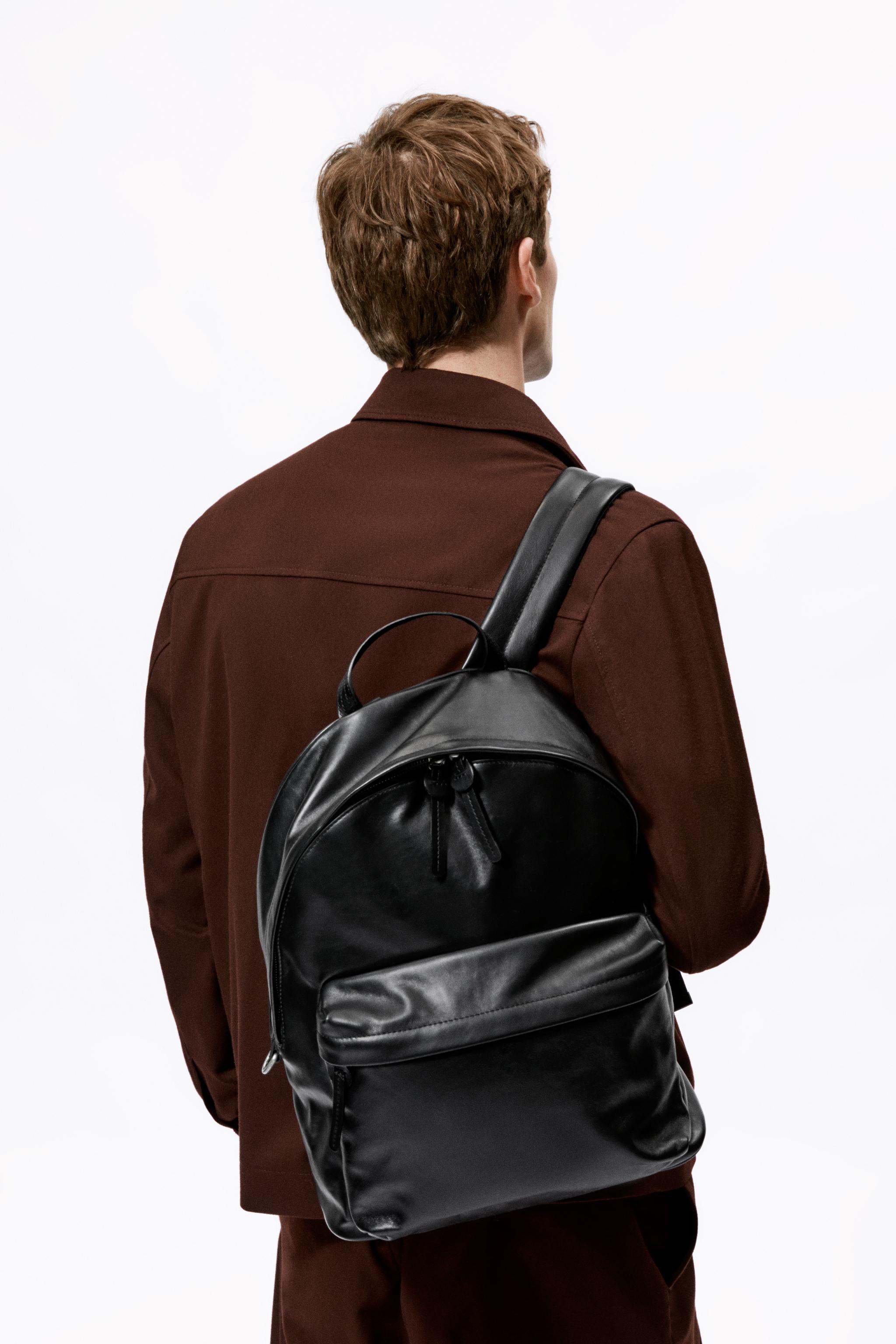 LEATHER BACKPACK Black ZARA Singapore